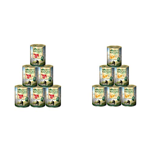 Dehner Best Nature Katzenfutter Adult, Rind und Pute, 6 x 400 g (2.4 kg) & Best Nature Katzenfutter Adult, Geflügel und Leber, 6 x 400 g (2.4 kg) von Dehner