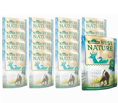 Dehner Best Nature Katzenfutter, Nassfutter, für ausgewachsene Katzen, Wild / Ente /Nudeln, 16 x 85 g Beutel (1.36 kg) von Dehner