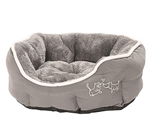 Dehner Lieblinge Hundebett und Katzenbett Sammy, oval, ca. 45 x 40 x 14 cm, Polyester, grau von Dehner