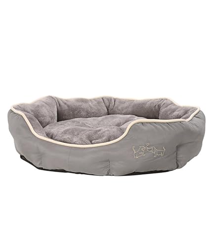 Dehner Lieblinge Hundebett und Katzenbett Sammy, oval, ca. 57 x 52 x 14 cm, Polyester, grau von Dehner