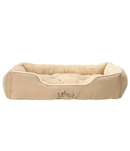 Dehner Lieblinge Hundebett und Katzenbett Sammy, ca. 90 x 70 x 20 cm, Polyester, beige von Dehner