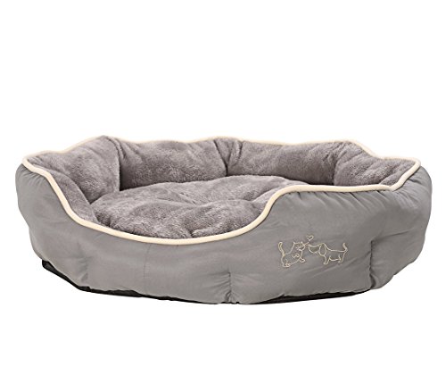 Dehner Lieblinge Hundebett und Katzenbett Sammy, oval, ca. 90 x 80 x 14 cm, Polyester, grau von Dehner