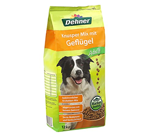 Dehner Hundefutter Knusper-Mix, Trockenfutter, für ausgewachsene Hunde, Geflügel, 12 kg von Dehner