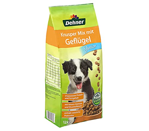 Dehner Hundefutter Knusper-Mix Junior, Trockenfutter, für Welpen und junge Hunde, Geflügel, 12 kg von Dehner