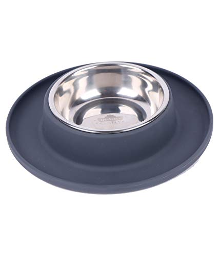 Dehner Hundenapf Clean Bowl, 350 ml, Ø 24 cm, Höhe 4 cm, Edelstahl/Silikon, dunkelgrau von Dehner