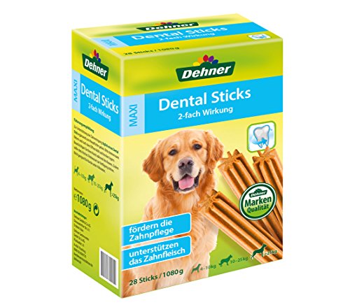Dehner Hundesnack, Zahnpflege Dental Sticks Maxi zuckerfrei, Kausnack für ausgewachsene Hunde ab 25 kg, 28 Stück (1080 g) von Dehner