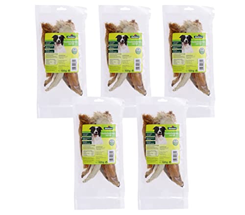 Dehner Lieblinge Hundesnack, Leckerli 100 % natürlich, Kausnack für ernährungssensible Hunde, Kaninchenohren mit Fell, 5 x 100 g (500 g) von Dehner