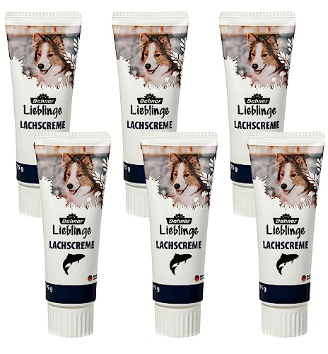 Dehner Lieblinge Hundesnack, Leckerli Creme zuckerfrei, Lebensmittelqualität, Lachs, in Tube, 6 x 75 g (450 g) von Dehner