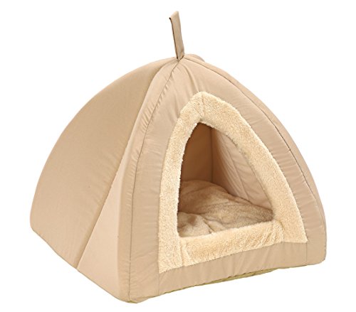 Dehner Katzen-Kuschelhöhle Findus, ca. 40 x 40 x 35 cm, Polyester, beige von Dehner