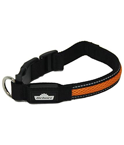 Dehner LED-Hundehalsband Flash Collar, Länge 41 cm, Höhe 2,5 cm, Mesh-Stoff, schwarz/orange von Dehner
