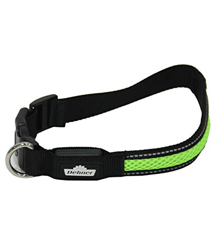 Dehner LED-Hundehalsband Flash Collar, Länge 51 cm, Höhe 2,5 cm, Mesh-Stoff, schwarz/grün von Dehner