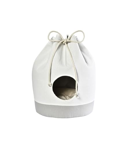 Dehner Lieblinge Hunde- und Katzen-Kuschelhöhle Seabag, ca. Ø 45 cm, Höhe 60 cm, Polyester, weiß/beige/grau von Dehner