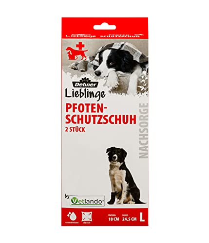 Dehner Lieblinge Hundebekleidung Pfotenschutzschuhe, Länge 24.5 cm, Pfotenumfang bis 18 cm, Neopren/Vinyl, schwarz von Dehner