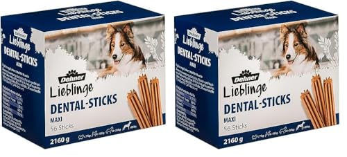 Dehner Lieblinge Hundesnack, Zahnpflege Dental Sticks zuckerfrei, Kausnack für ausgewachsene Hunde ab 25 kg, 56 Stück (2160 g) (Packung mit 2) von Dehner