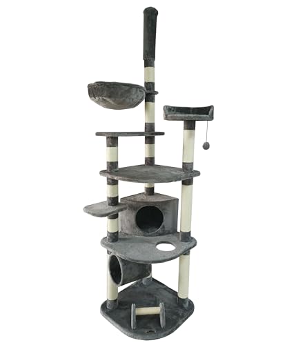 Dehner Lieblinge Kratzbaum Tabby, Katzenbaum komfortabel/abwechslungsreich, Kletterbaum für Katzen, ca. 60 x 245-270 x 60 cm, Sisal/MDF/Polyester, grau von Dehner
