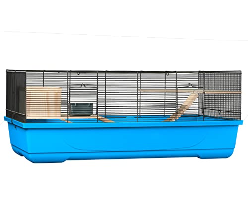 Dehner Lieblinge Nagerkäfig Roma 100, inkl. 2 Holzetagen, Holzleiter, Holzbrücke, Holzhaus, 2 Näpfe, ca. 100 x 40 x 53 cm, Kunstsoff, blau/schwarz Dehner Lieblinge Nagerkäfig Roma 100, inkl. 2 Holzetagen, Holzleiter, Holzbrücke, Holzhaus, 2 Näpfe, ca. 100 x 40 x 53 cm, Kunstsoff, blau/schwarz von Dehner