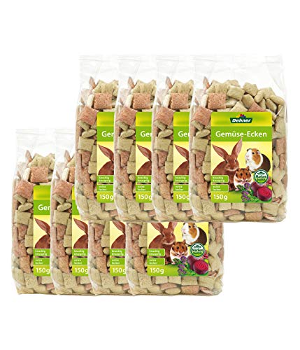 Dehner Nagersnack, Nagerfutter für Kaninchen / Nager, knusprige Gemüse-Ecken, 8 x 150 g (1.2 kg) von Dehner