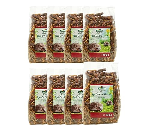 Dehner Natura Premium Igelfutter, Delikatesse für Igel aus Insekten, proteinreich / vitaminreich / natürliche Ernährung, 8 x 100 g (800 g) von Dehner