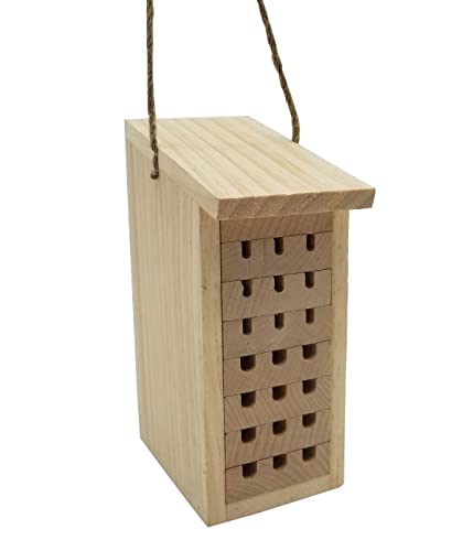 Dehner Natura Premium Insektenhotel Zermatt, Insektenhaus / Nistkasten für Bienen/Schmetterlinge/Käfer, ca. 8 x 19.5 x 12.5 cm, Kiefernholz/Bambus, natur von Dehner