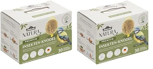 Dehner Natura Premium Meisenknödel mit Netz, Insektenknödel, ganzjähriges Wildvogelfutter proteinreich/energiereich, 30 Stück je 90 g (2.7 kg), Karton aus FSC-zertifizierter Produktion von Dehner