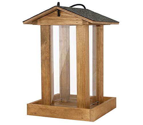 Dehner Natura Premium Wildvogel Futterhaus, Futterstation für Wildvögel mit Silo, Vogelhaus robust / hängend, inkl. Kordel zum Aufhängen,ca. 28 x 19 x 19 cm, Kiefernholz, natur von Dehner