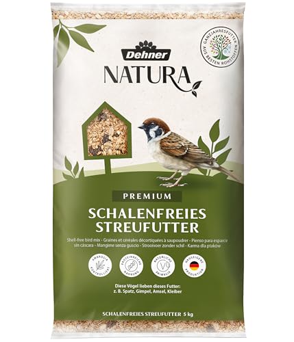 Dehner Natura Premium Wildvogelfutter, Streufutter schalenfrei, Ganzjahresfutter proteinreich / energiereich, hochwertiges Vogelfutter für Wildvögel, 5 kg von Dehner