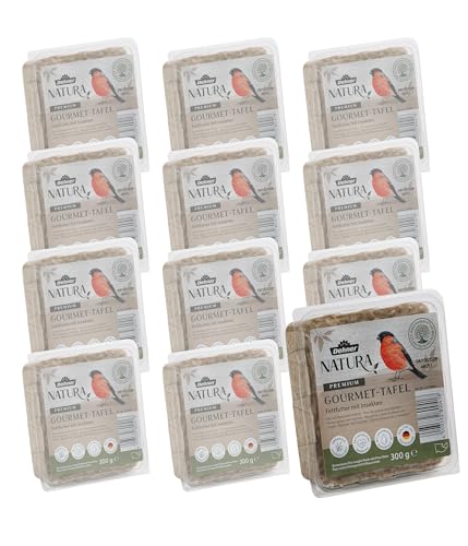 Dehner Natura Premium Wildvogelfutter, Wildvogelsnack, Futter Tafeln mit Insekten, Ganzjahresfutter proteinreich / kraftspendend, hochwertiges Vogelfutter für Wildvögel, 12 x 300 g (3.6 kg) von Dehner