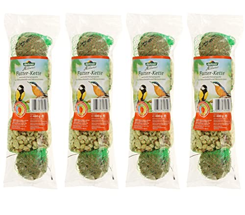 Dehner Natura Premium Wildvogelfutter, Wildvogelsnack, Futterkette, Ganzjahresfutter energiereich, hochwertiges Vogelfutter für Wildvögel, 4 x 480 g (1920 g) von Dehner