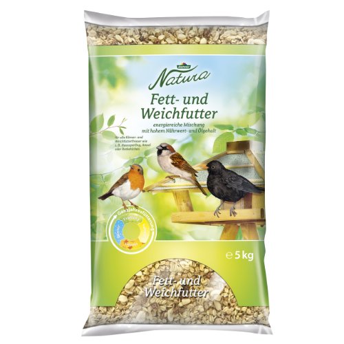 Dehner Natura Wildvogelfutter, Fettfutter und Weichfutter für Gartenvögel, mit Hafer- und Weizenflocken, Erdnüssen, Rosinen, 5 kg von Dehner