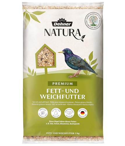 Dehner Natura Wildvogelfutter, Fettfutter und Weichfutter für Gartenvögel, mit Hafer- und Weizenflocken, Erdnüssen, Rosinen, 5 kg von Dehner