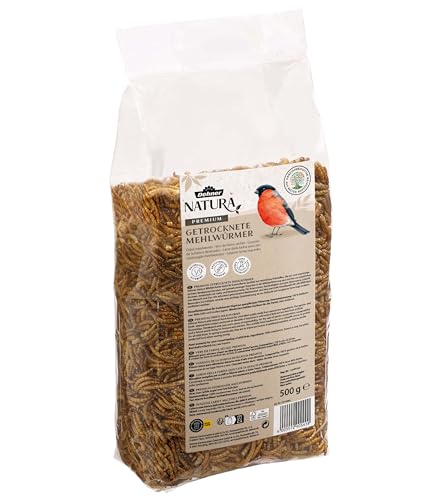 Dehner Natura Premium Wildvogelfutter, Wildvogelsnack, Getrocknete Mehlwürmer, Ganzjahresfutter proteinreich, hochwertiges Vogelfutter für Wildvögel, 500 g von Dehner