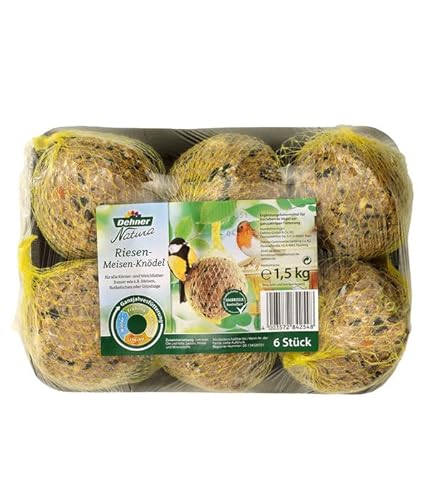 Dehner Natura Premium Riesen Meisenknödel mit Netz, ganzjähriges Wildvogelfutter proteinreich / energiereich, hochwertiges Vogelfutter für Wildvögel, 6 Stück je 250 g (1.5 kg) Dehner Natura Premium Riesen Meisenknödel mit Netz, ganzjähriges Wildvogelfutter proteinreich / energiereich, hochwertiges Vogelfutter für Wildvögel, 6 Stück je 250 g (1.5 kg) von Dehner