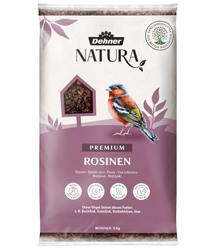 Dehner | Natura | Vogelfutter | Wildvogelfutter Ganzjährig | Rosinen | z. B. für Amseln, Drosseln & Rotkehlchen | Ohne chemische Zusätze | 5 kg von Dehner