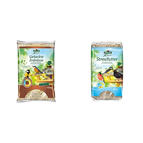 Dehner Natura Wildvogelfutter, gehackte Erdnüsse, 10 kg & Natura Wildvogelfutter, Streufutter, 20 kg von Dehner