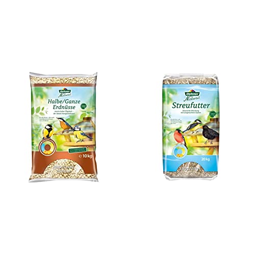 Dehner Natura Wildvogelfutter, halbe/ganze Erdnüsse, 10 kg & Natura Wildvogelfutter, Streufutter, 20 kg von Dehner