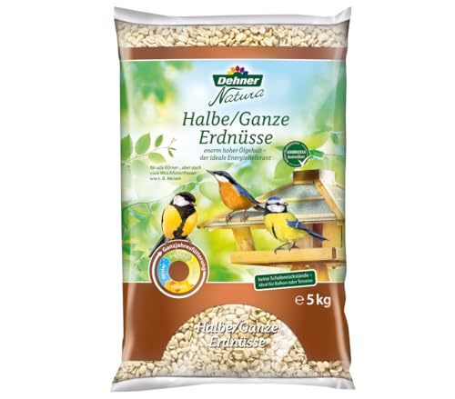Dehner Natura Premium Wildvogelfutter, halbe / ganze Erdnüsse schalenfrei, Ganzjahresfutter proteinreich / energiereich, hochwertiges Vogelfutter für Wildvögel, 5 kg von Dehner
