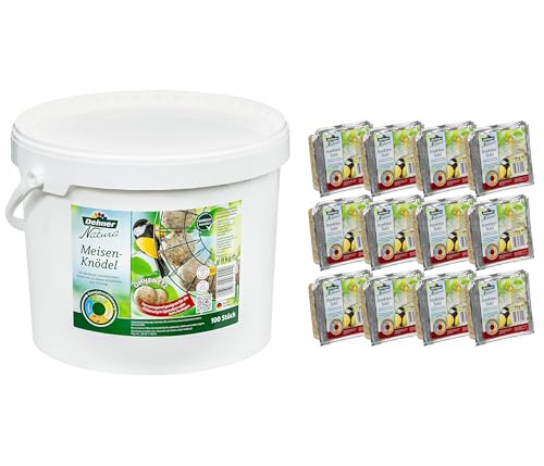 Dehner Natura Wildvogelfutter-Tafeln mit Insekten, 12 x 300 g (3.6 kg) & Natura Wildvogelfutter, Meisenknödel, ohne Netz, 100 Stück (10 kg) von Dehner