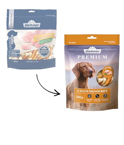 Dehner Premium Calciumknochen | Snack für große und kleine Hunde | Leckerli mit Hühnerbrustfilet | Hundesnack in Premiumqualität | Belohnung mit Calcium | getreidefrei | für Zähne und Knochen | 500 g von Dehner