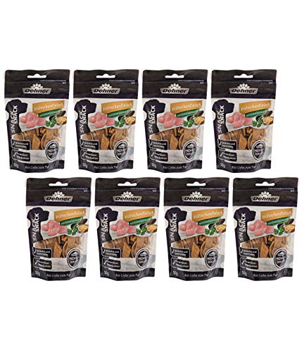 Dehner Premium Hundesnack, Leckerli glutenfrei, Kausnack für Hunde, Lebensmittelqualität, Hähnchenstreifen, 8 x 50 g (400 g) von Dehner