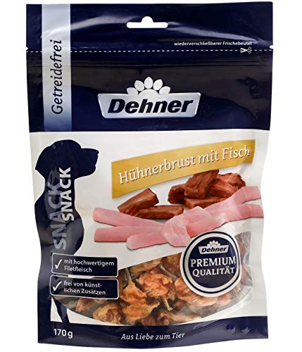 Dehner Premium Hundesnack, hochwertiges Leckerli getreidefrei, Kausnack für Hunde, Huhn / Fisch, 170 g Dehner Premium Hundesnack, hochwertiges Leckerli getreidefrei, Kausnack für Hunde, Huhn / Fisch, 170 g von Dehner