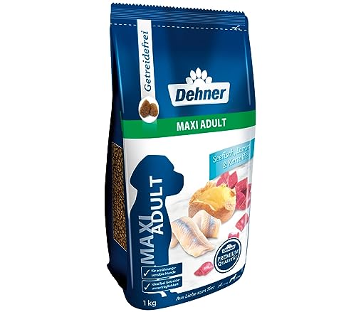 Dehner Premium Hundefutter Maxi Adult, Trockenfutter getreidefrei, für ausgewachsene Hunde großer Rassen, Fisch / Lamm / Kartoffel, 12.5 kg von Dehner