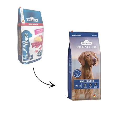 Dehner Premium Hundefutter Maxi Senior, Trockenfutter getreidefrei, für ältere Hunde großer Rassen, Ente / Lamm / Kartoffel, 12.5 kg von Dehner