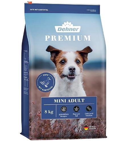 Dehner Premium Hundefutter, Trockenfutter getreidefrei, für ausgewachsene Hunde kleiner Rassen, Ente / Lamm / Kartoffel, 8 kg von Dehner