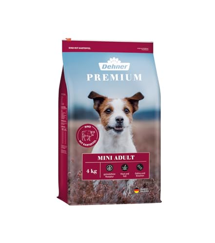 Dehner Premium Hundefutter, Trockenfutter getreidefrei, für ausgewachsene Hunde kleiner Rassen, Rind / Lamm / Kartoffel, 4 kg Dehner Premium Hundefutter, Trockenfutter getreidefrei, für ausgewachsene Hunde kleiner Rassen, Rind / Lamm / Kartoffel, 4 kg von Dehner