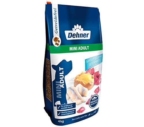 Dehner Premium Hundefutter, Trockenfutter getreidefrei, für ausgewachsene Hunde kleiner Rassen, Fisch / Lamm / Kartoffel, 4 kg von Dehner
