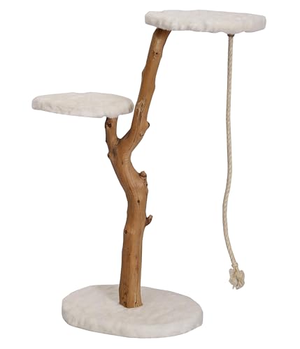 Dehner Premium Katzen-Kratzbaum Nero | Katzenbaum mit Spiel-Kordel | Natur-Kletterbaum mit 2 Plattformen | aus Hartholz und Plüsch | für große und kleine Katzen | braun, weiß | ca. 109 x 50 x 40 cm Dehner Premium Katzen-Kratzbaum Nero | Katzenbaum mit Spiel-Kordel | Natur-Kletterbaum mit 2 Plattformen | aus Hartholz und Plüsch | für große und kleine Katzen | braun, weiß | ca. 109 x 50 x 40 cm von Dehner
