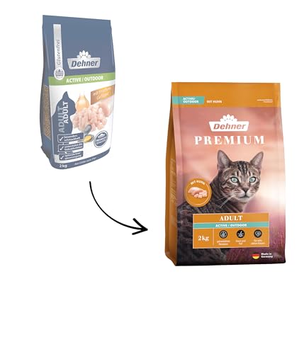 Dehner Premium Katzenfutter Active / Outdoor, Trockenfutter getreidefrei, für ausgewachsene Freigänger Katzen, Huhn, 2 kg von Dehner
