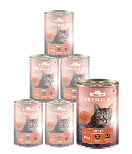 Dehner Premium Katzenfutter, Nassfutter gereidefrei, für ausgewachsene Katzen, Geflügel, 6 x 400 g Dose (2.4 kg) von Dehner