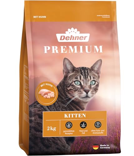 Dehner Premium Katzenfutter Kitten, Trockenfutter getreidefrei, für junge Katzen, Huhn, 2 kg von Dehner