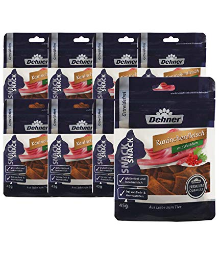 Dehner Premium Katzensnack, Leckerli getreidefrei / glutenfrei, für ausgewachsene Katzen, Kaninchenfleisch mit Weißdorn, 8 x 45 g (360 g) von Dehner